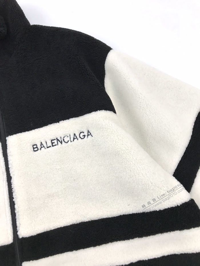 Balenciaga男裝 巴黎世家2020秋冬新款黑白拼色絨外套 男女同款  ydi3554